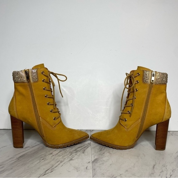 New! Steve Madden Karmen Lace Up Pointed Toe Heeled Bootie 7 1/2 M - Picture 5 of 14